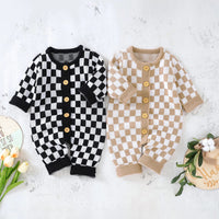 Checkerboard Sweater Onesie - The Ollie Bee