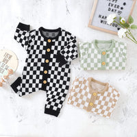 Checkerboard Sweater Onesie - The Ollie Bee