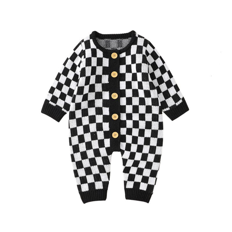 Checkerboard Sweater Onesie - The Ollie Bee