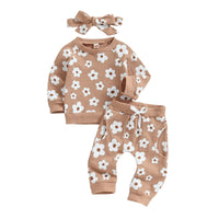 Flower Power Waffle Sweatsuit and Bow - The Ollie Bee