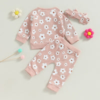 Flower Power Waffle Sweatsuit and Bow - The Ollie Bee