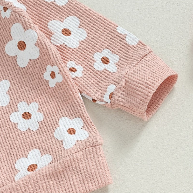 Flower Power Waffle Sweatsuit and Bow - The Ollie Bee