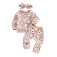 Flower Power Waffle Sweatsuit and Bow - The Ollie Bee