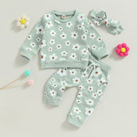 Flower Power Waffle Sweatsuit and Bow - The Ollie Bee