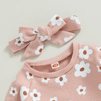 Flower Power Waffle Sweatsuit and Bow - The Ollie Bee