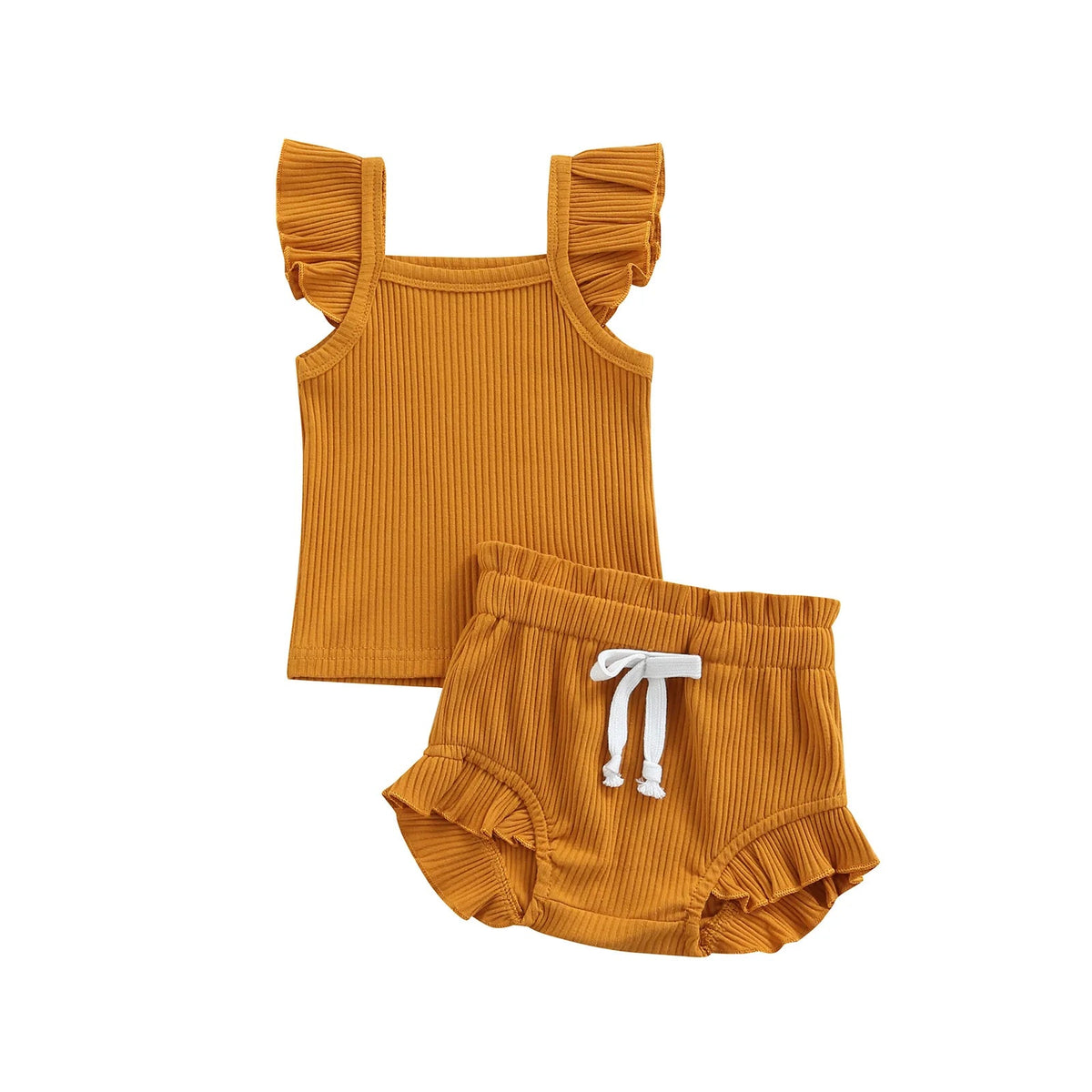 Fly Sleeve Ribbed Ruffle Set - The Ollie Bee