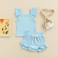 Fly Sleeve Ribbed Ruffle Set - The Ollie Bee
