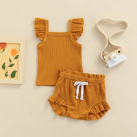 Fly Sleeve Ribbed Ruffle Set - The Ollie Bee