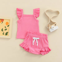 Fly Sleeve Ribbed Ruffle Set - The Ollie Bee