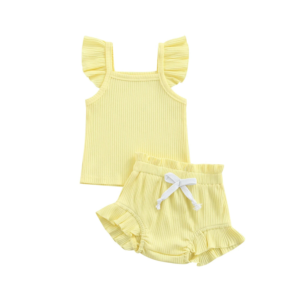 Fly Sleeve Ribbed Ruffle Set - The Ollie Bee