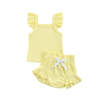 Fly Sleeve Ribbed Ruffle Set - The Ollie Bee