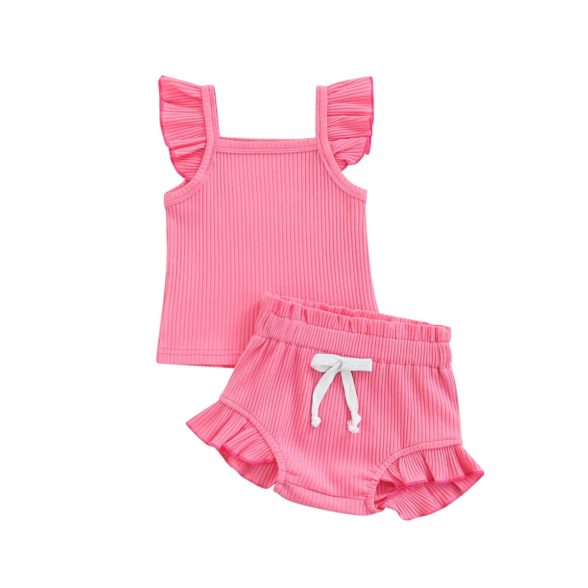 Fly Sleeve Ribbed Ruffle Set - The Ollie Bee