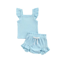 Fly Sleeve Ribbed Ruffle Set - The Ollie Bee