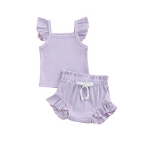 Fly Sleeve Ribbed Ruffle Set - The Ollie Bee