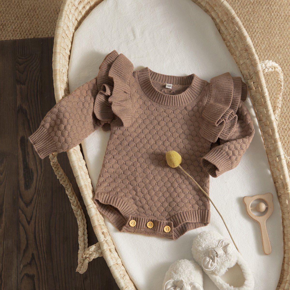 Knit Ruffle Sweater Onesie - The Ollie Bee