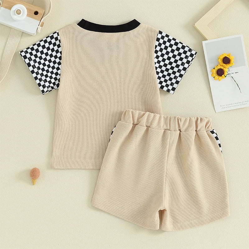 Neutral Waffle Checkered Set - The Ollie Bee