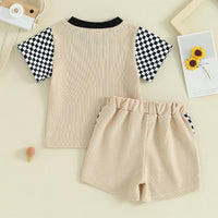 Neutral Waffle Checkered Set - The Ollie Bee