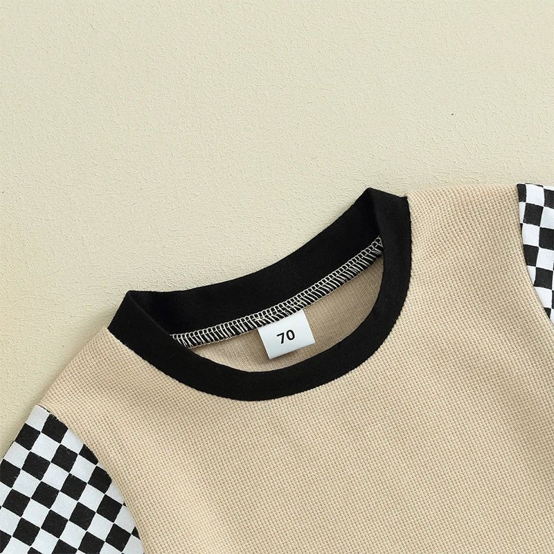 Neutral Waffle Checkered Set - The Ollie Bee