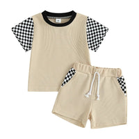 Neutral Waffle Checkered Set - The Ollie Bee