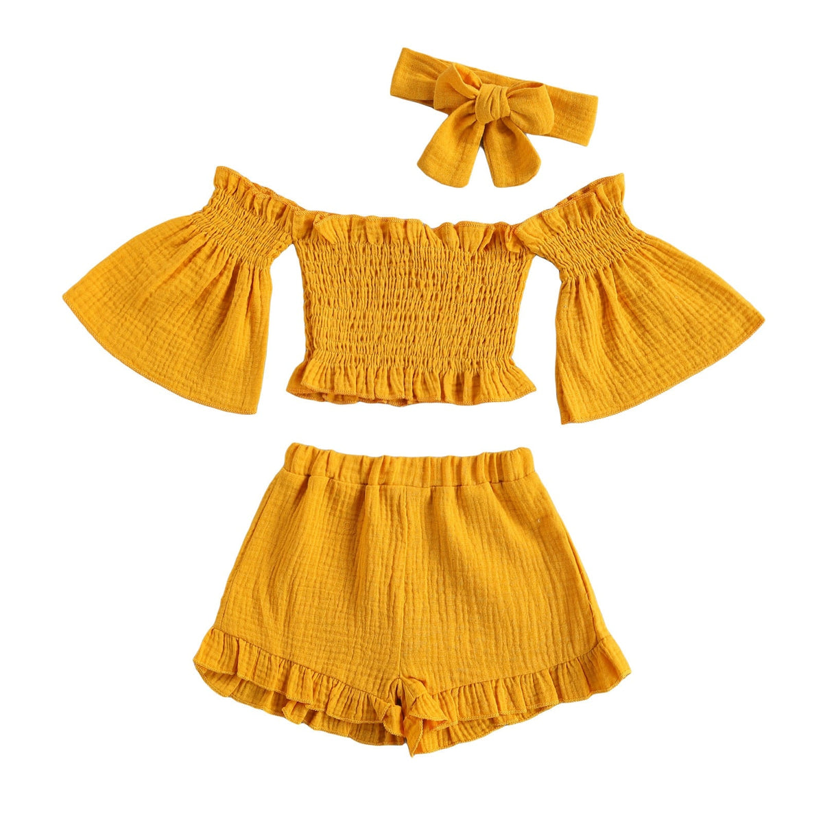 Off Shoulder Ruched Crop Set - The Ollie Bee