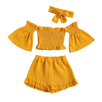 Off Shoulder Ruched Crop Set - The Ollie Bee