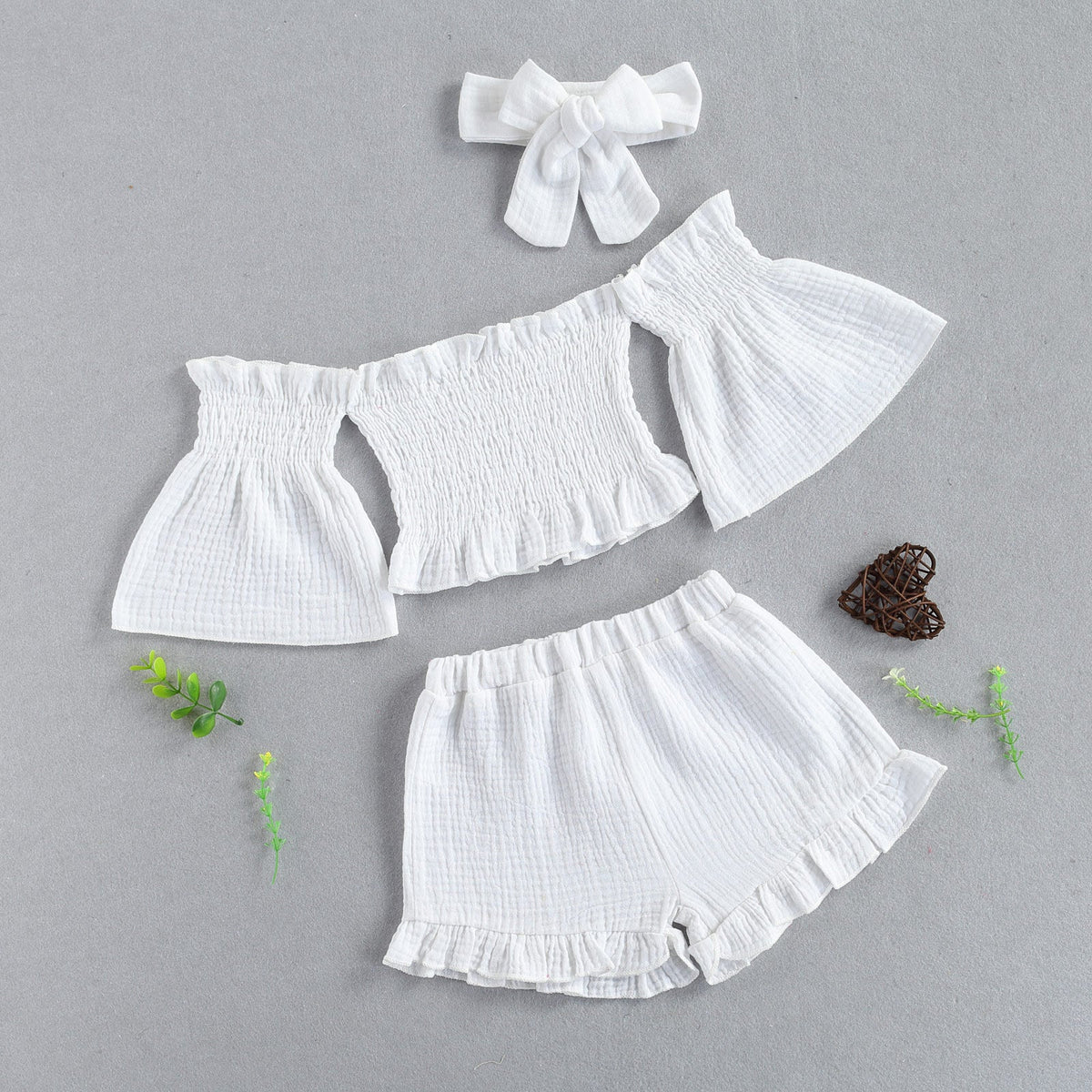 Off Shoulder Ruched Crop Set - The Ollie Bee