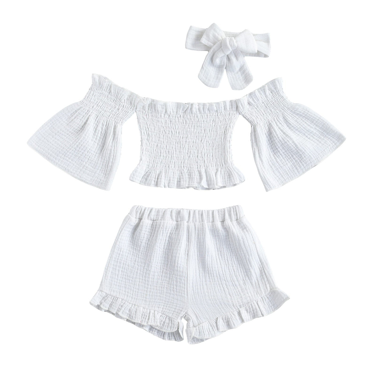 Off Shoulder Ruched Crop Set - The Ollie Bee