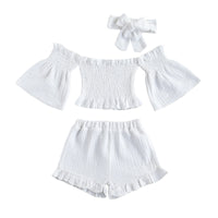 Off Shoulder Ruched Crop Set - The Ollie Bee
