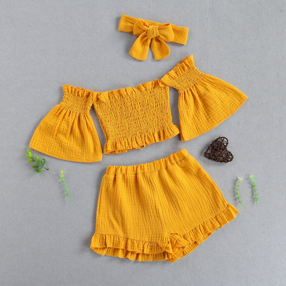 Off Shoulder Ruched Crop Set - The Ollie Bee