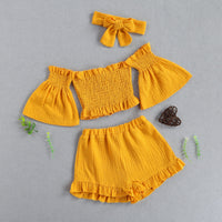 Off Shoulder Ruched Crop Set - The Ollie Bee