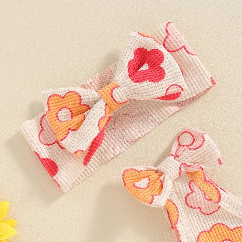 One Shoulder Floral Waffle Set - The Ollie Bee