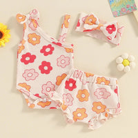 One Shoulder Floral Waffle Set - The Ollie Bee