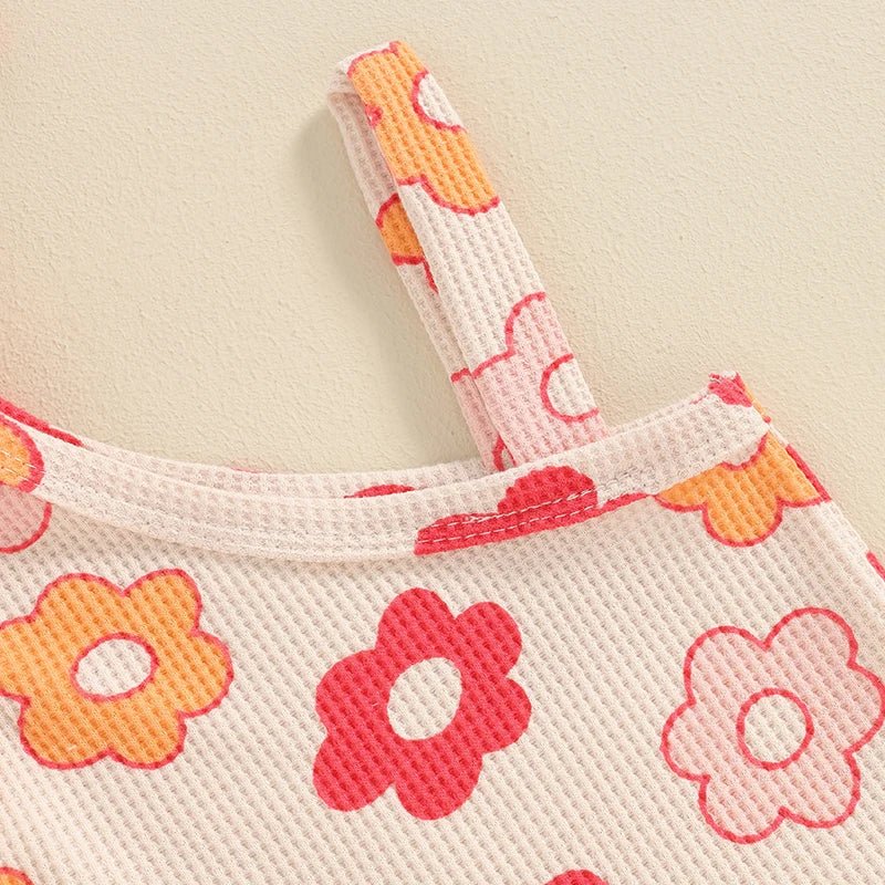One Shoulder Floral Waffle Set - The Ollie Bee