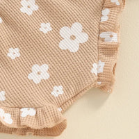 One Shoulder Floral Waffle Set - The Ollie Bee