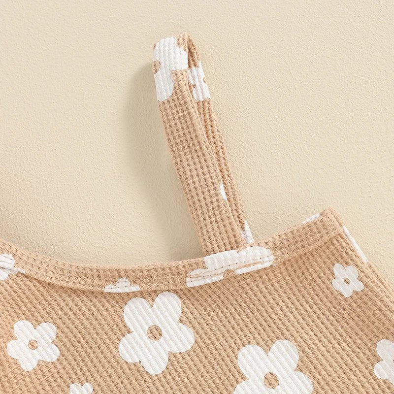 One Shoulder Floral Waffle Set - The Ollie Bee