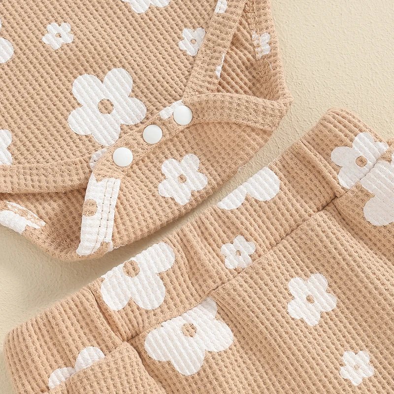 One Shoulder Floral Waffle Set - The Ollie Bee