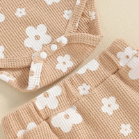 One Shoulder Floral Waffle Set - The Ollie Bee