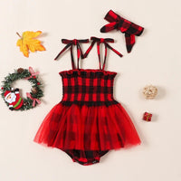 Plaid Tutu Onesie with Bow - The Ollie Bee
