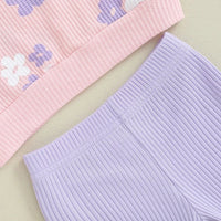 Ribbed Flare Pant Flower Set - The Ollie Bee