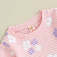 Ribbed Flare Pant Flower Set - The Ollie Bee