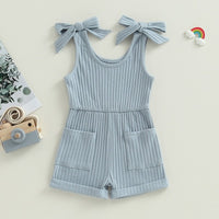 Ribbed Romper with Pockets - The Ollie Bee
