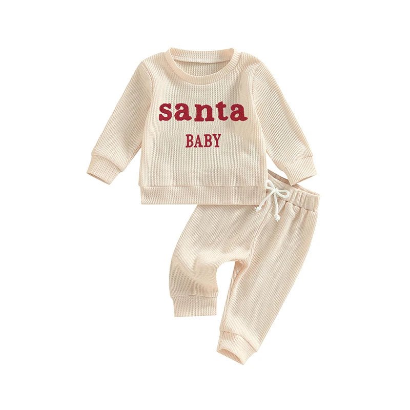 Santa Baby Waffle Sweatsuit - The Ollie Bee