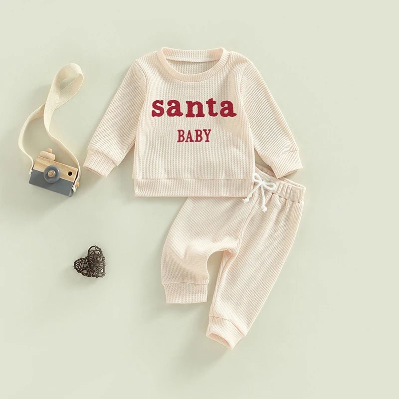 Santa Baby Waffle Sweatsuit - The Ollie Bee