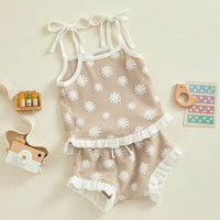 Sunflower Waffle Shorts Set - The Ollie Bee