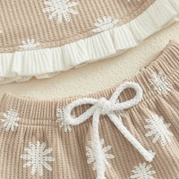 Sunflower Waffle Shorts Set - The Ollie Bee
