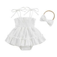 Tie Sleeve Onesie Dress with Bow - The Ollie Bee