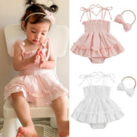 Tie Sleeve Onesie Dress with Bow - The Ollie Bee