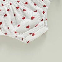 Valentines Bubble Sleeve Romper and Bow - The Ollie Bee