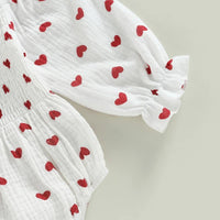 Valentines Bubble Sleeve Romper and Bow - The Ollie Bee