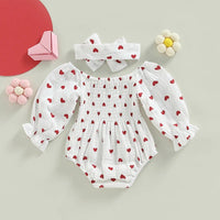 Valentines Bubble Sleeve Romper and Bow - The Ollie Bee